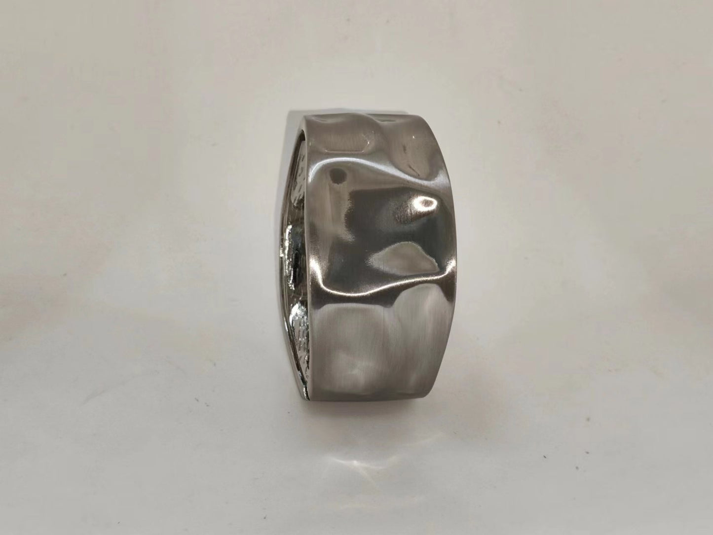 Personalized Titanium Wide Metal Bracelet with Gold-plated Irregular Design