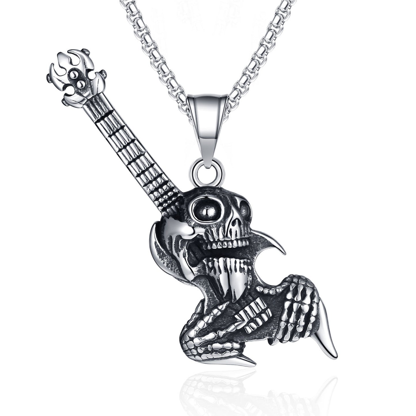 Stainless Steel Necklace - Statement Vintage Skull For Men