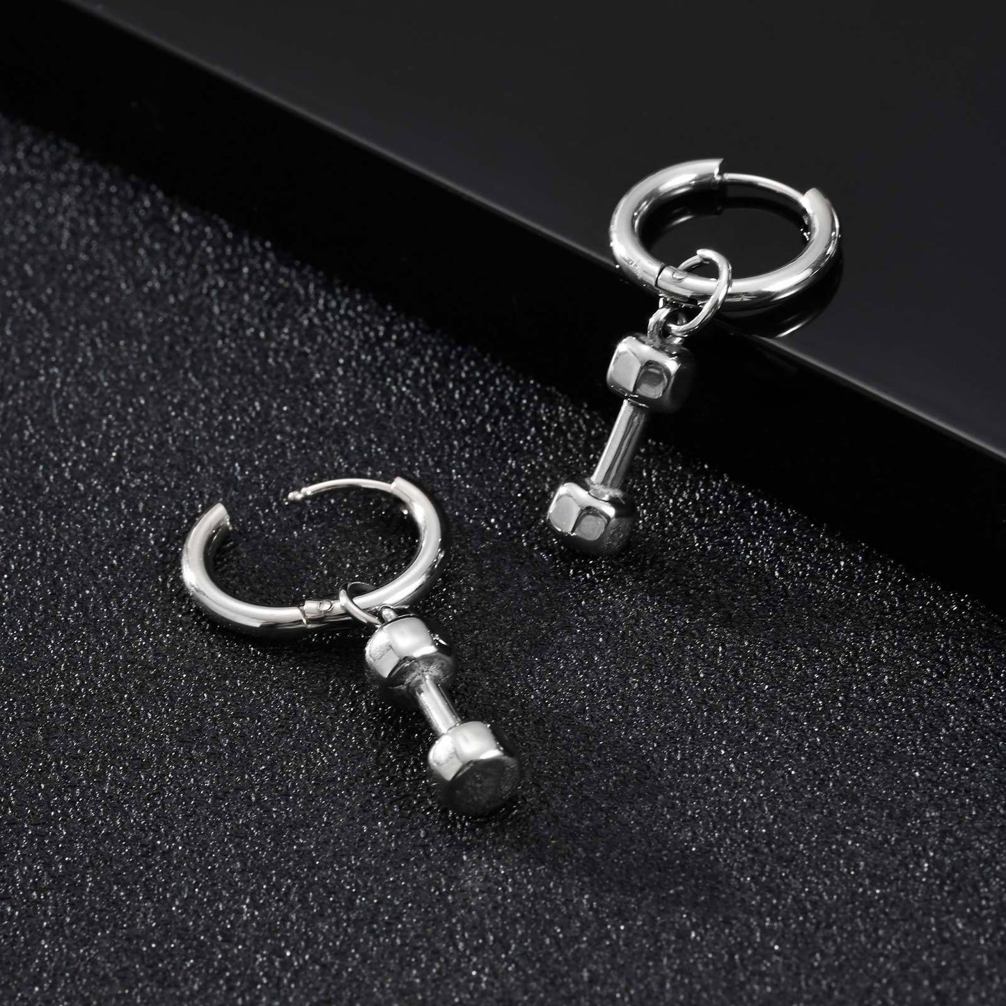 Planderful Trendy Stainless Steel Dumbbell Earrings For Men