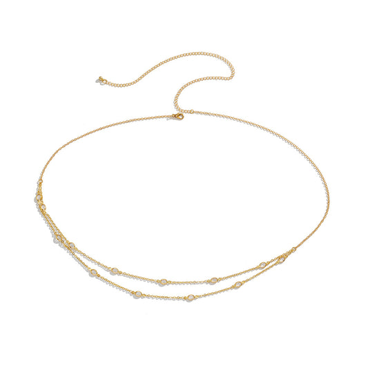 Elegant Zircon Waist Chain Necklace and Body Chain from Vienna Verve Collection