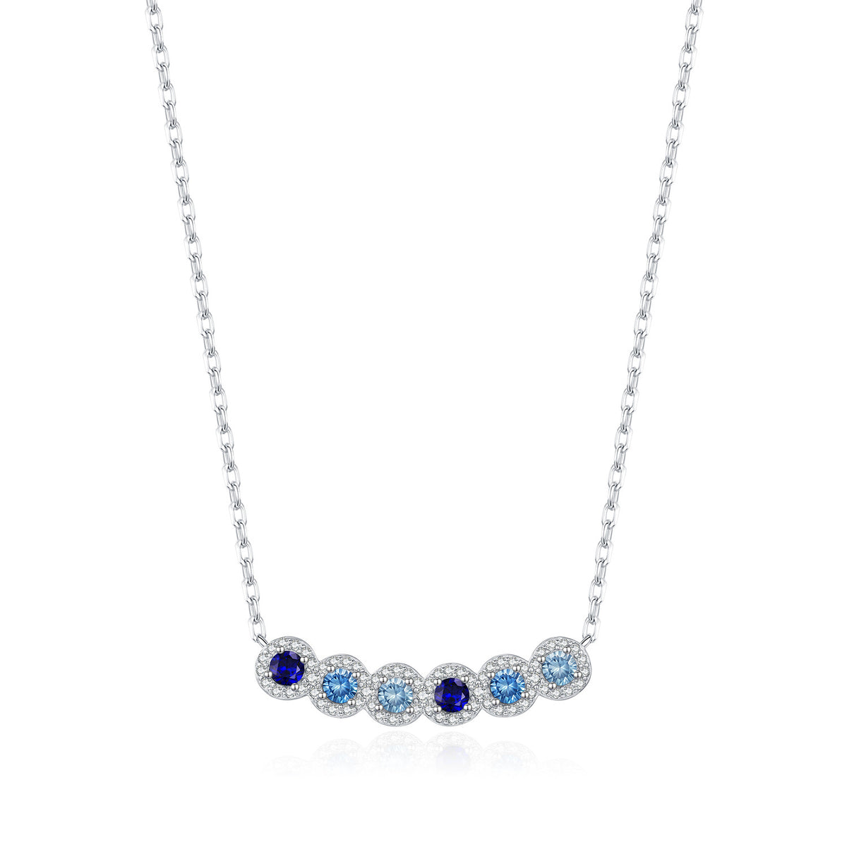 925 Sterling Silver Gradient Blue Zircon Necklace