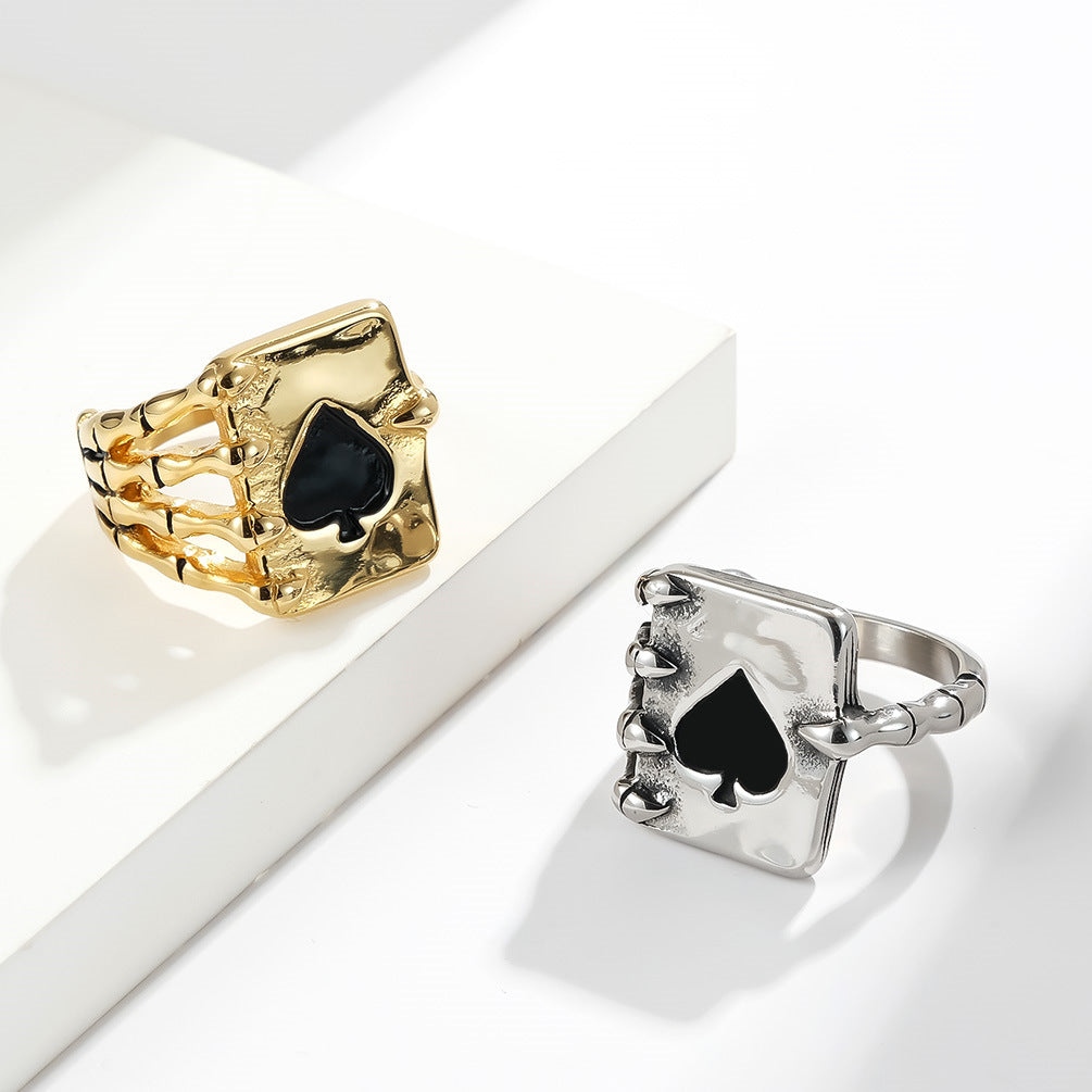 Cross-Border European And American Retro Titanium Steel Skull Ring