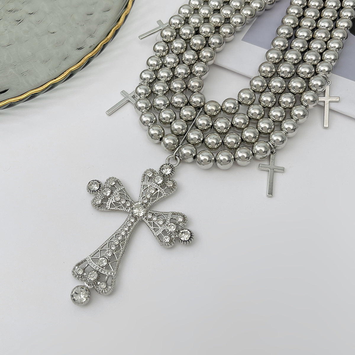 Planderful Vienna Verve Necklace – Stylish Multi-Layer Cross Pendant