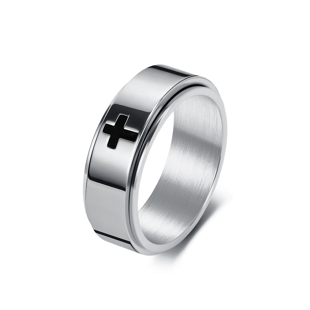Steel Ring - Elegant Cross Rotating Ring for Couples, Anxiety Relief, Fade-Resistant