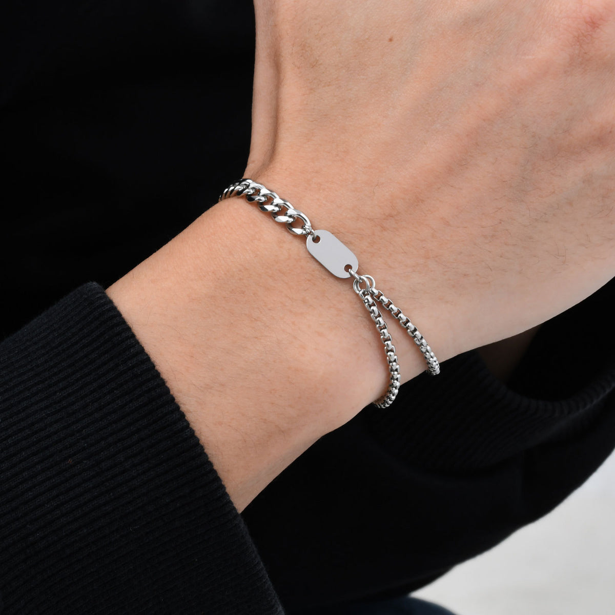 Black Stainless Steel Bracelet for Men