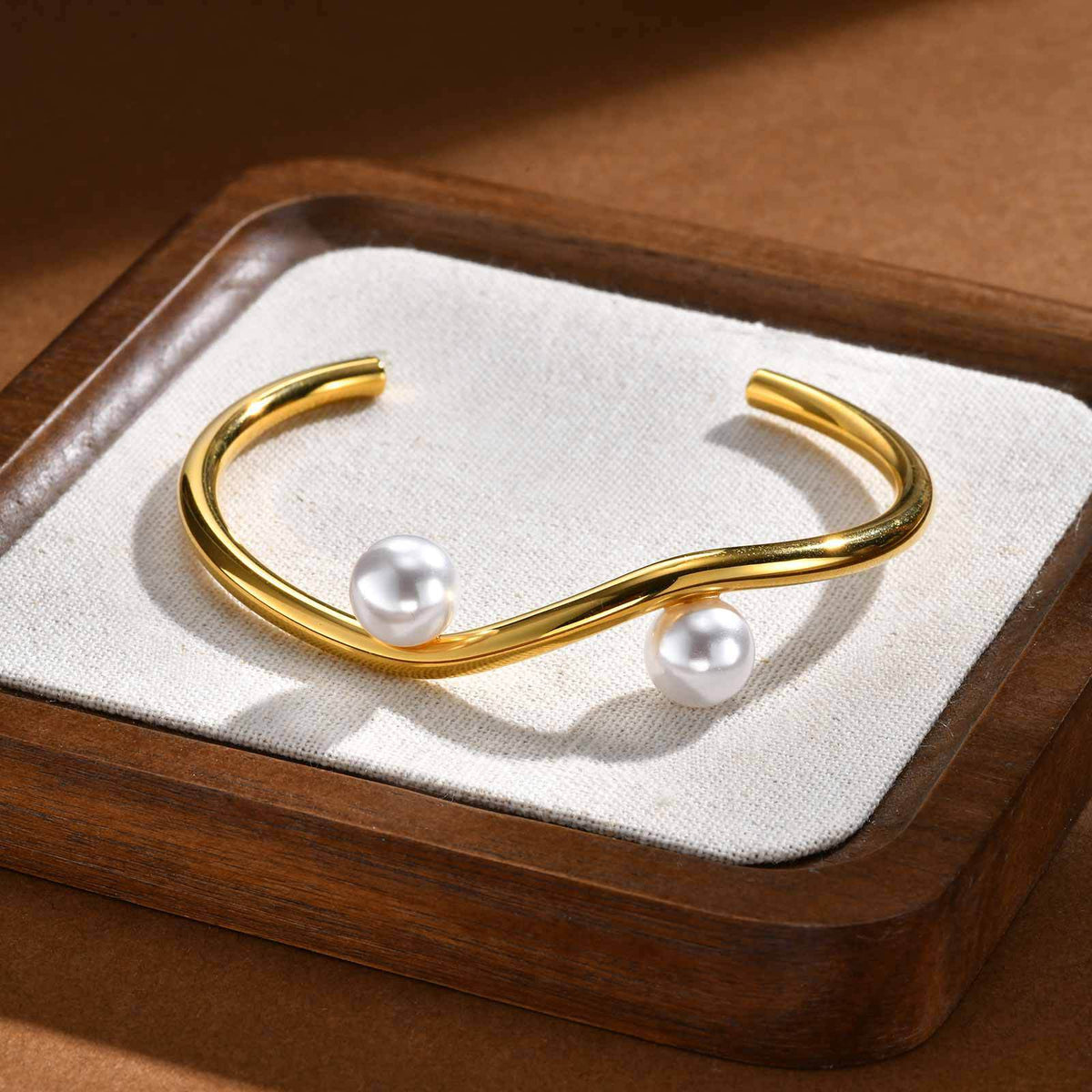 Pearl Geometric Adjustable Stainless Steel Bracelet