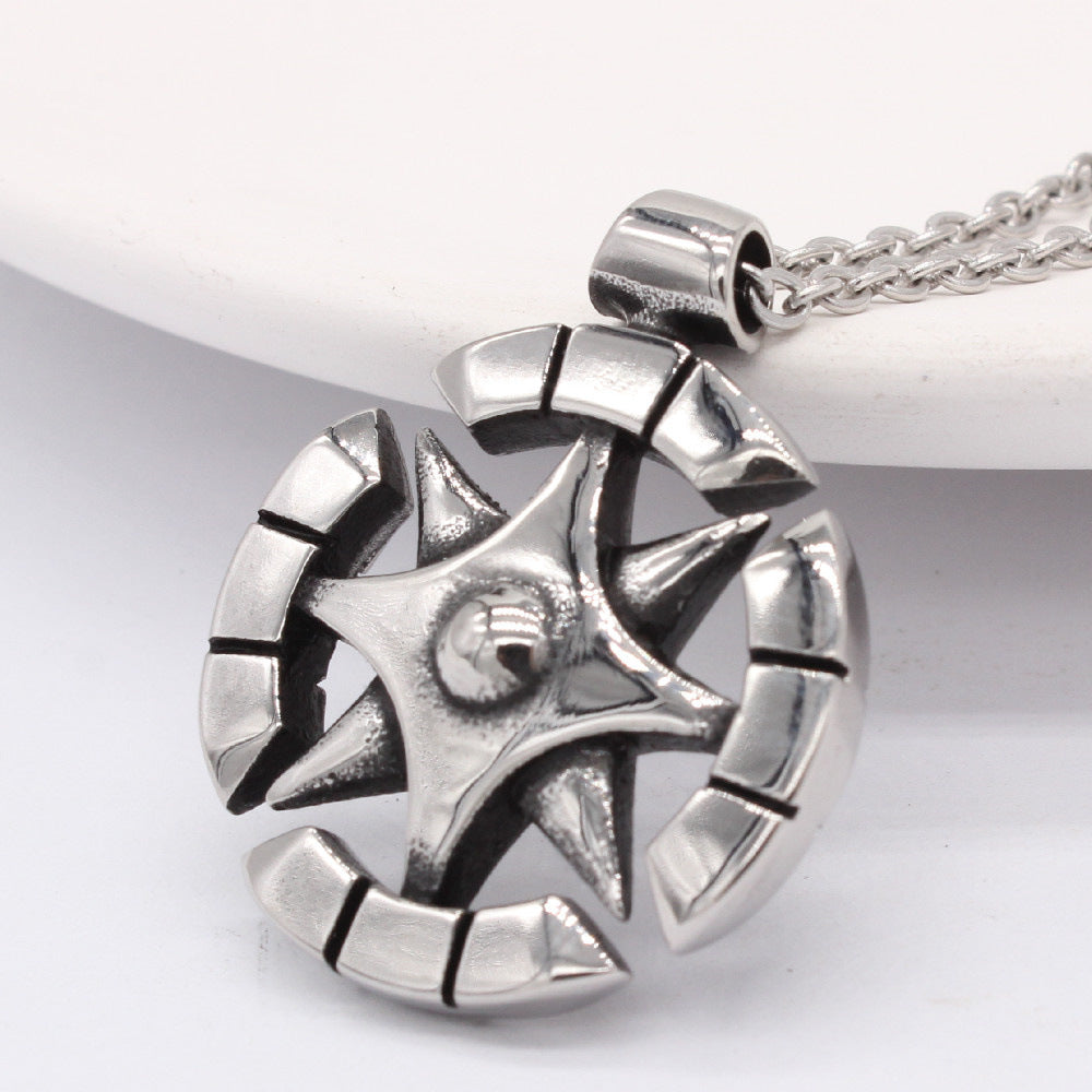 Planderful Retro Compass Pendant For Men And Women Titanium Steel Unisex Protection Statement Jewelry
