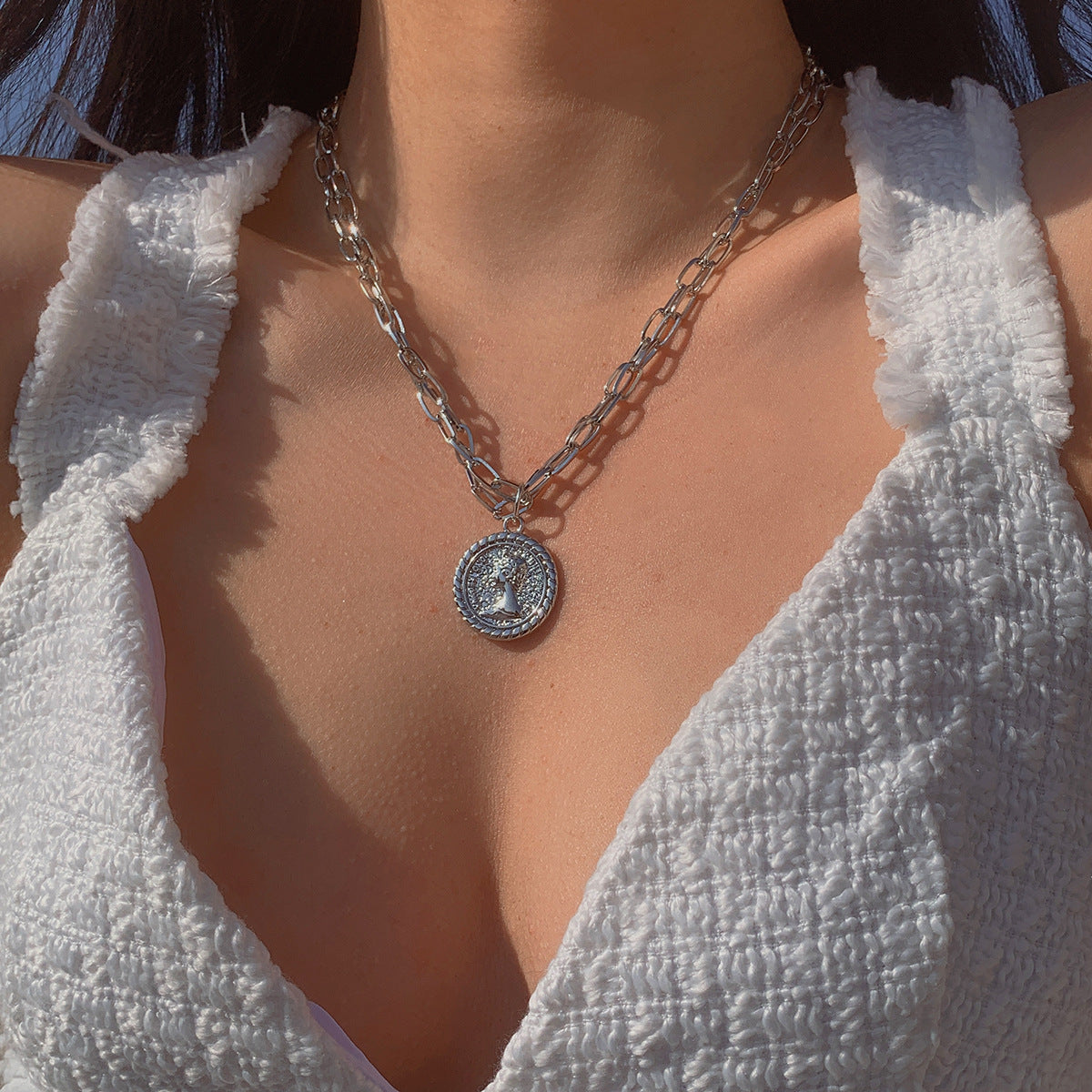Heart, Eye & Cross Fringe Necklace