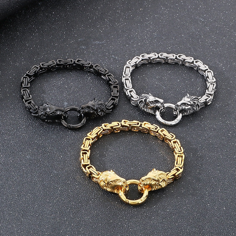 Planderful Lion Head Titanium Hip Hop Chain Bracelet For Men
