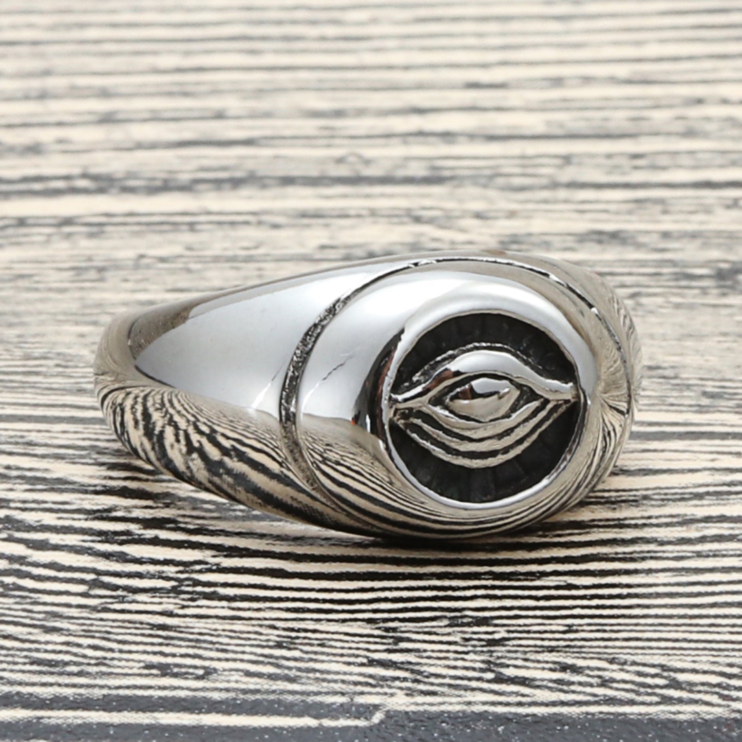 Retro Punk Titanium Steel Eye Ring for Men and Women - Trendy Stainless Steel Design
