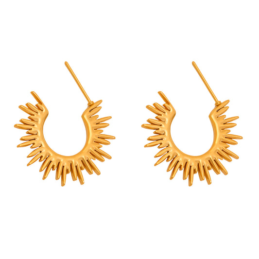 Planderful Sunflower Ray Earrings Gorgeous 18K Gold For Her