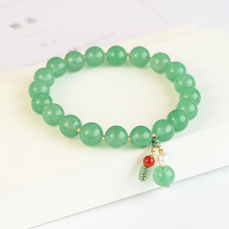 Fortune's Favor Chrysoprase Crystal Beaded Bracelet - Sterling Silver