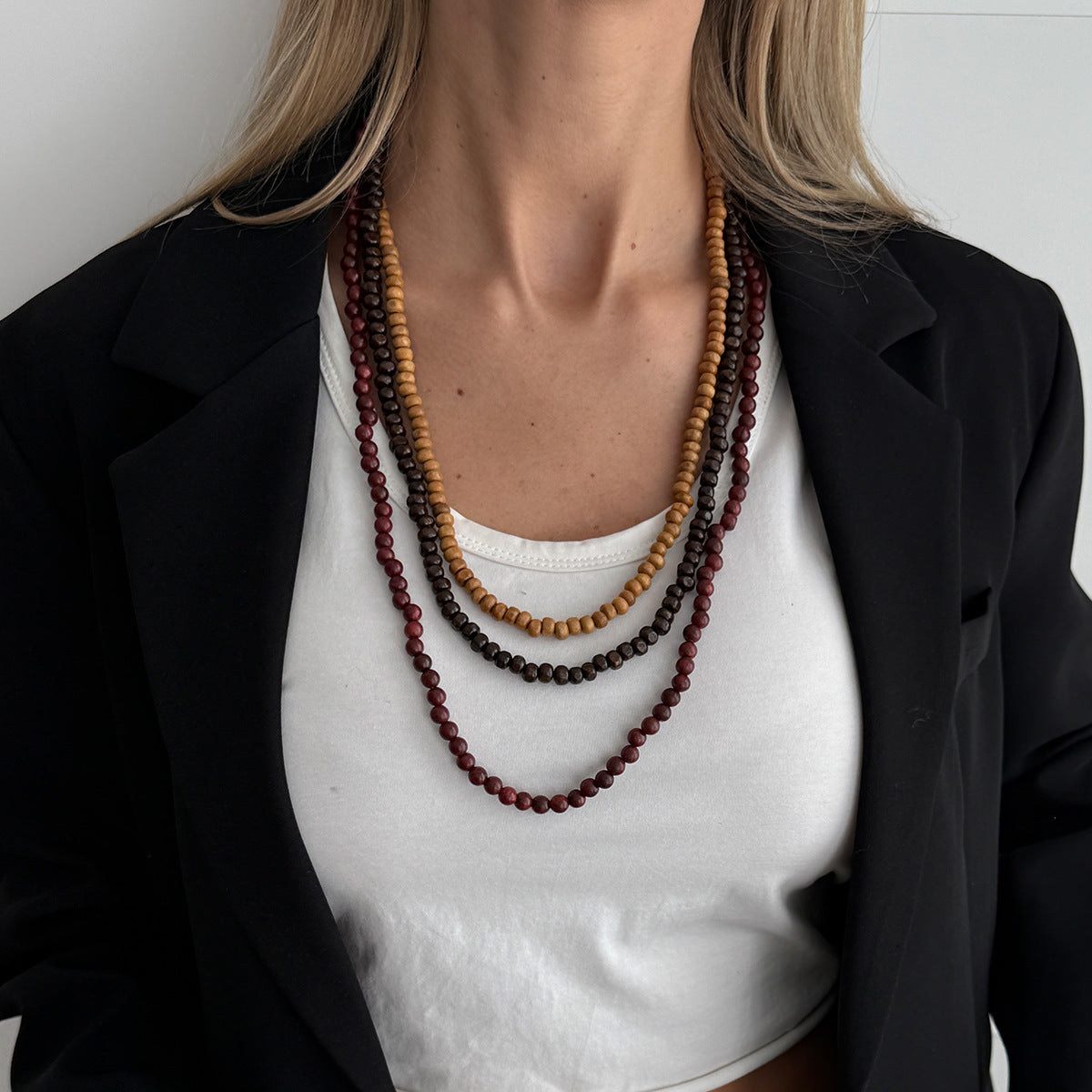 Ethnic Mixed-Bead Layered Sweater Necklace
