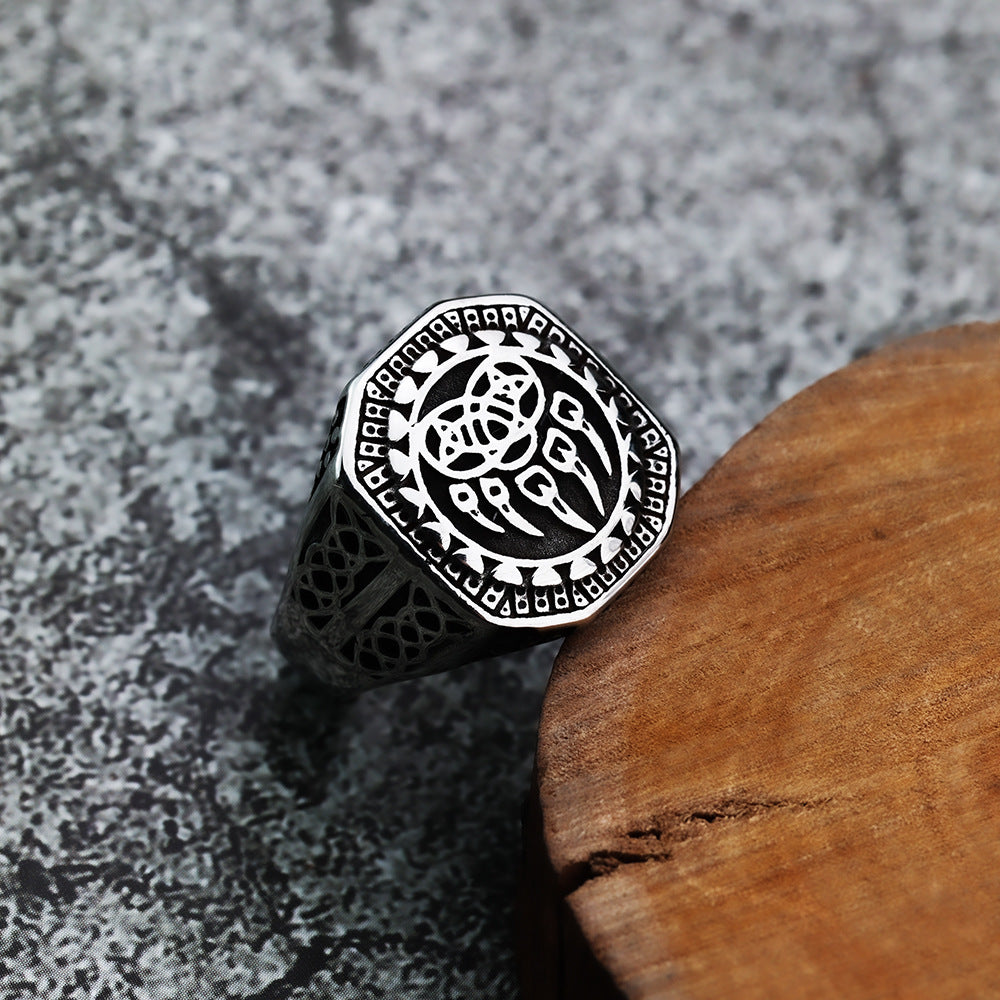 Nordic Viking Ring Celtic Bear Claw Men's Titanium Steel Jewelry