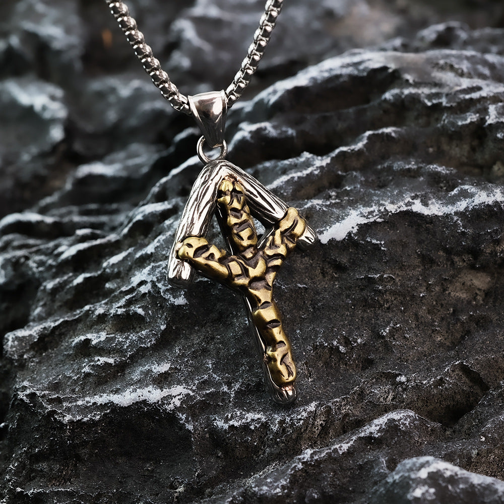 Vintage Nordic Stainless Steel Men's Personalized Viking Necklace