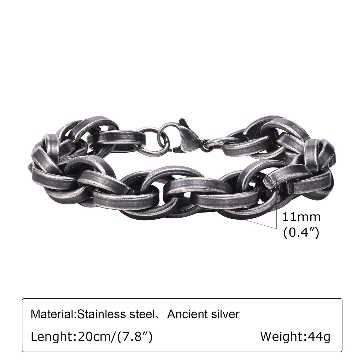 Braided Vintage Stainless Steel Bracelet for Men