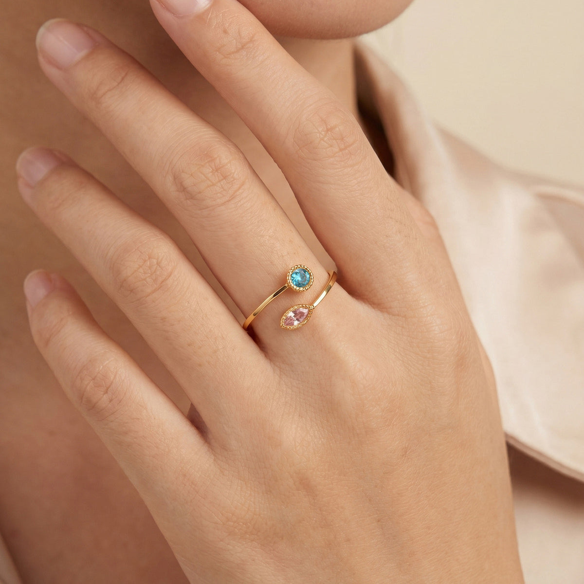 Charm – Stainless Steel Lace Round Zircon Opening Ring