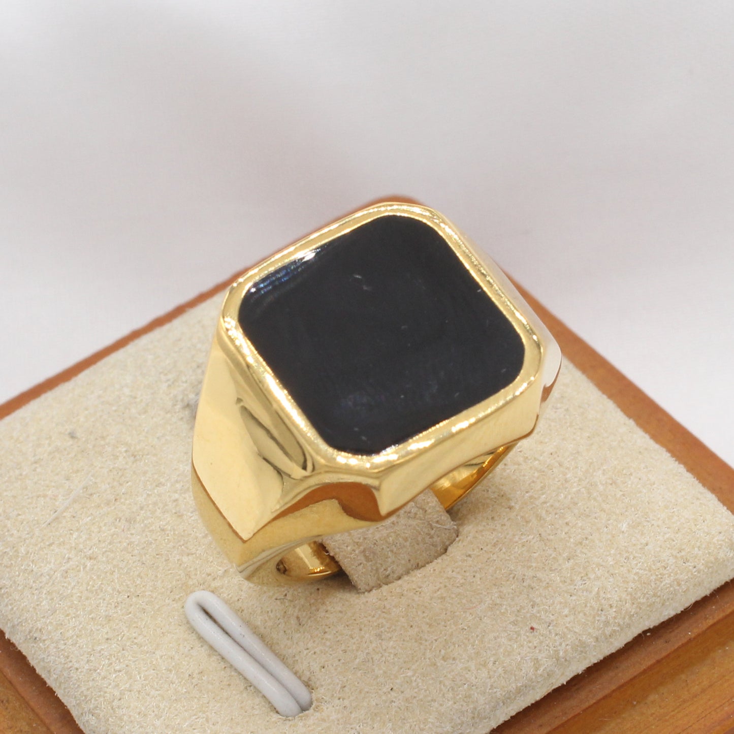 Planderful Jewelry Mens Titanium Steel Square Epoxy Ring Minimalist Modern European Design