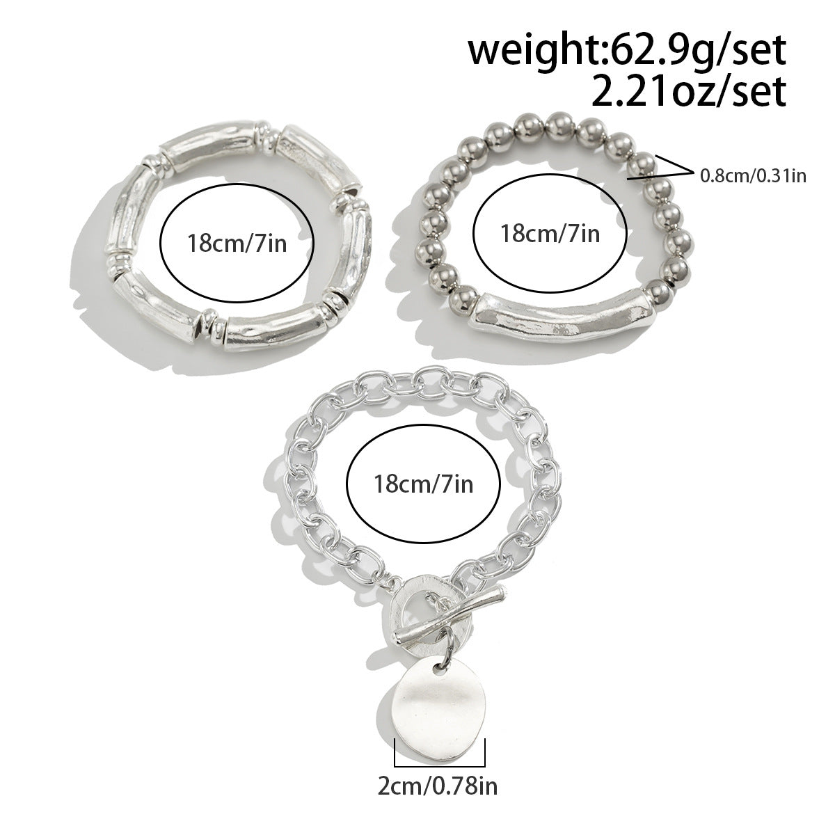 Planderful Lock Shaped Bracelet For Trendy Women Vintage European American Stacked Beads Elastic Jewelry