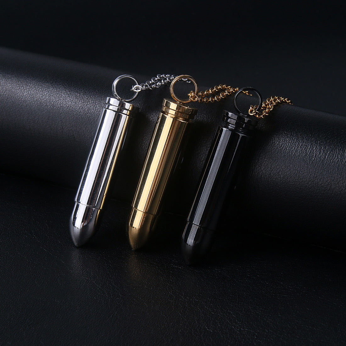 Planderful Everyday Genie Openable Bullet Pendant For Men Titanium Steel Glossy Finish Punk Hip Hop Style