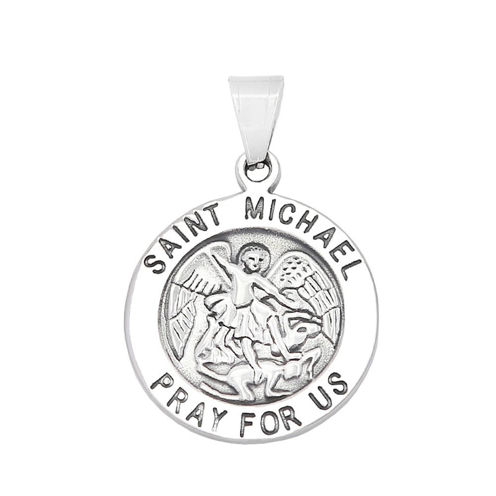 St. Michael Angel Stainless Steel Men's Pendant Necklace