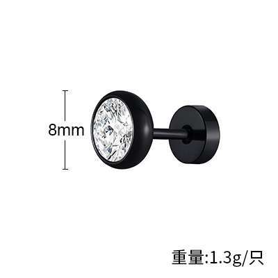 Planderful Stainless Steel White Zircon Stud Earrings Men
