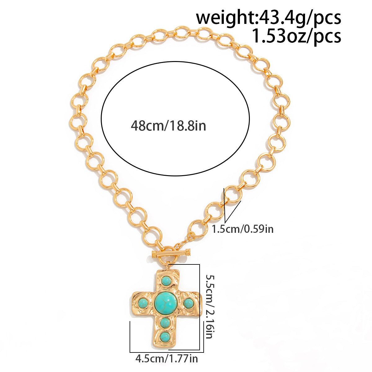 Hip-Hop Cross Toggle Chain Necklace