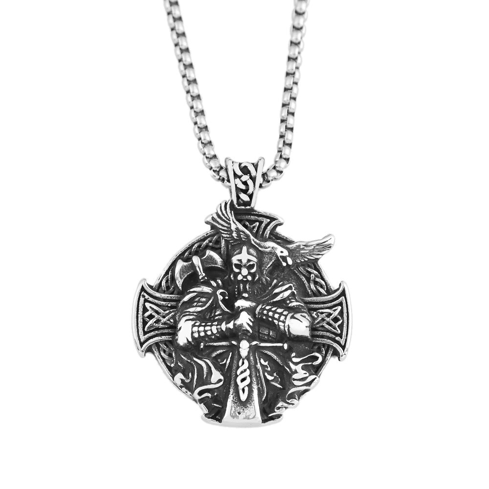 European And American Retro Viking Odin Crow Pendant Necklace