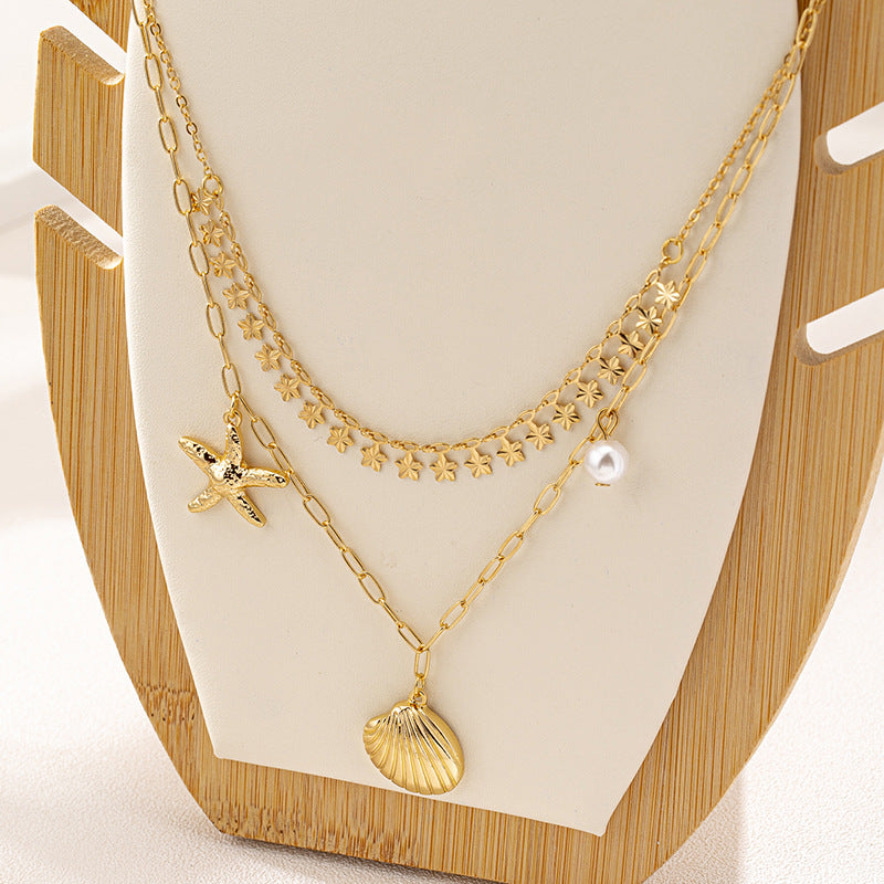 High-End Ocean Inspired Starfish Pearl Necklace for Women