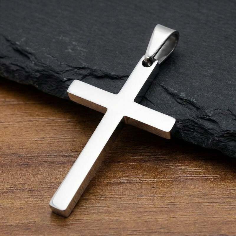 Japanese And Korean Pendant, And Smooth Cross Stainless Steel Men's And Women's Jewelry Necklace