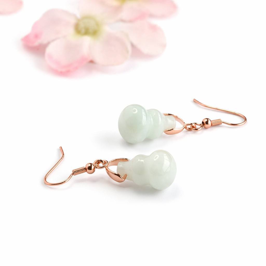 Jadeite Gourd Teardrop Earrings