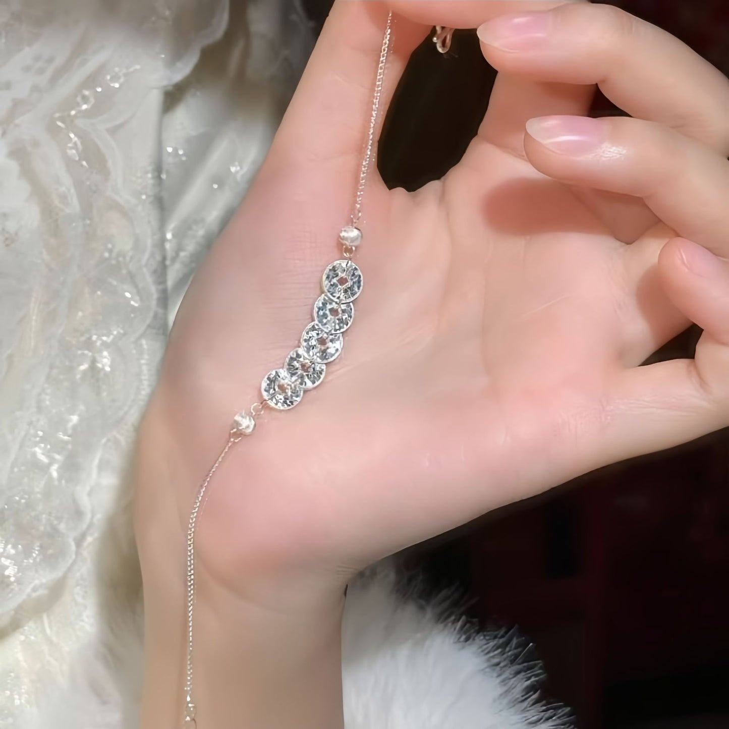 Planderful Sterling Silver Bracelet Crushed Ice Crystal Pattern For Women Elegant Everyday Genie Gift