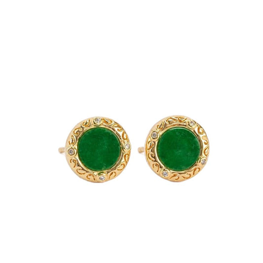 Green Jadeite 925 Silver Stud Earrings