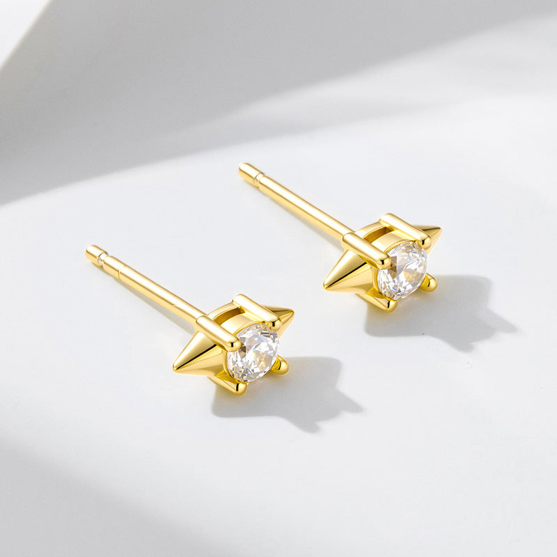 Geometric Conical Earrings Jewelry Daily Sterling Silver Single Zircon Small