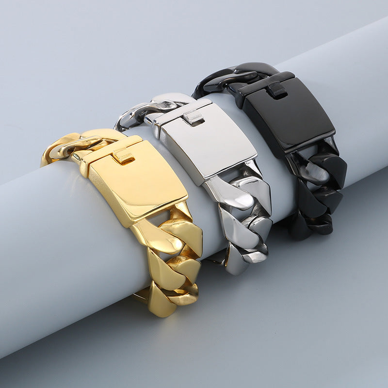 Mens Titanium Steel Cuban Chain Necklace European Style