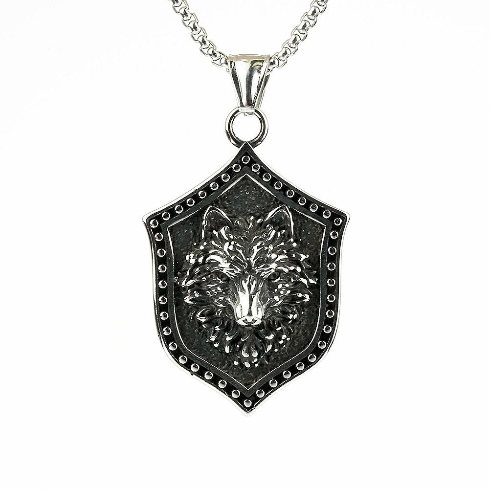 Vintage Nordic Stainless Steel Men's Viking Wolf Pendant