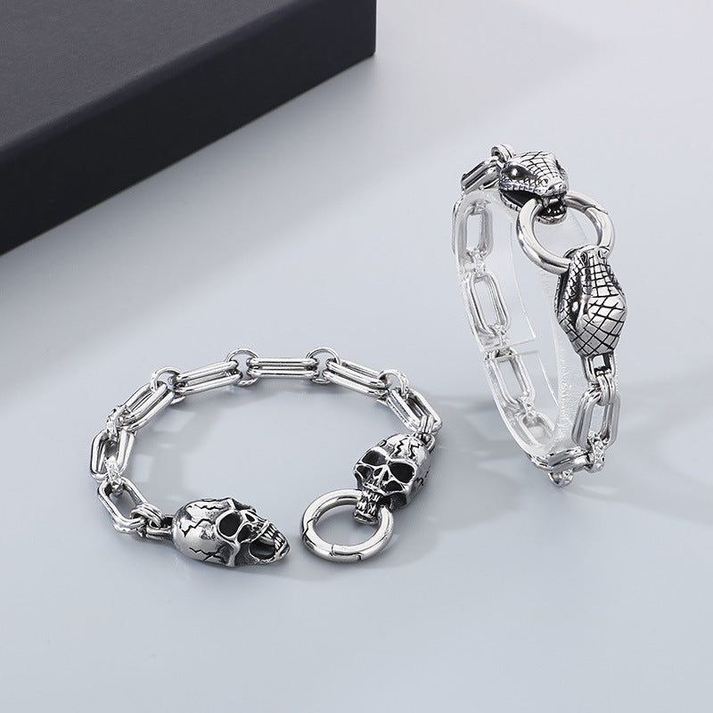 Planderful Men Stainless Steel Bracelet Double O Chain