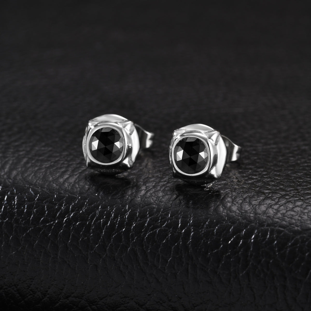 Stainless Steel Zircon Vintage Black Punk Earrings