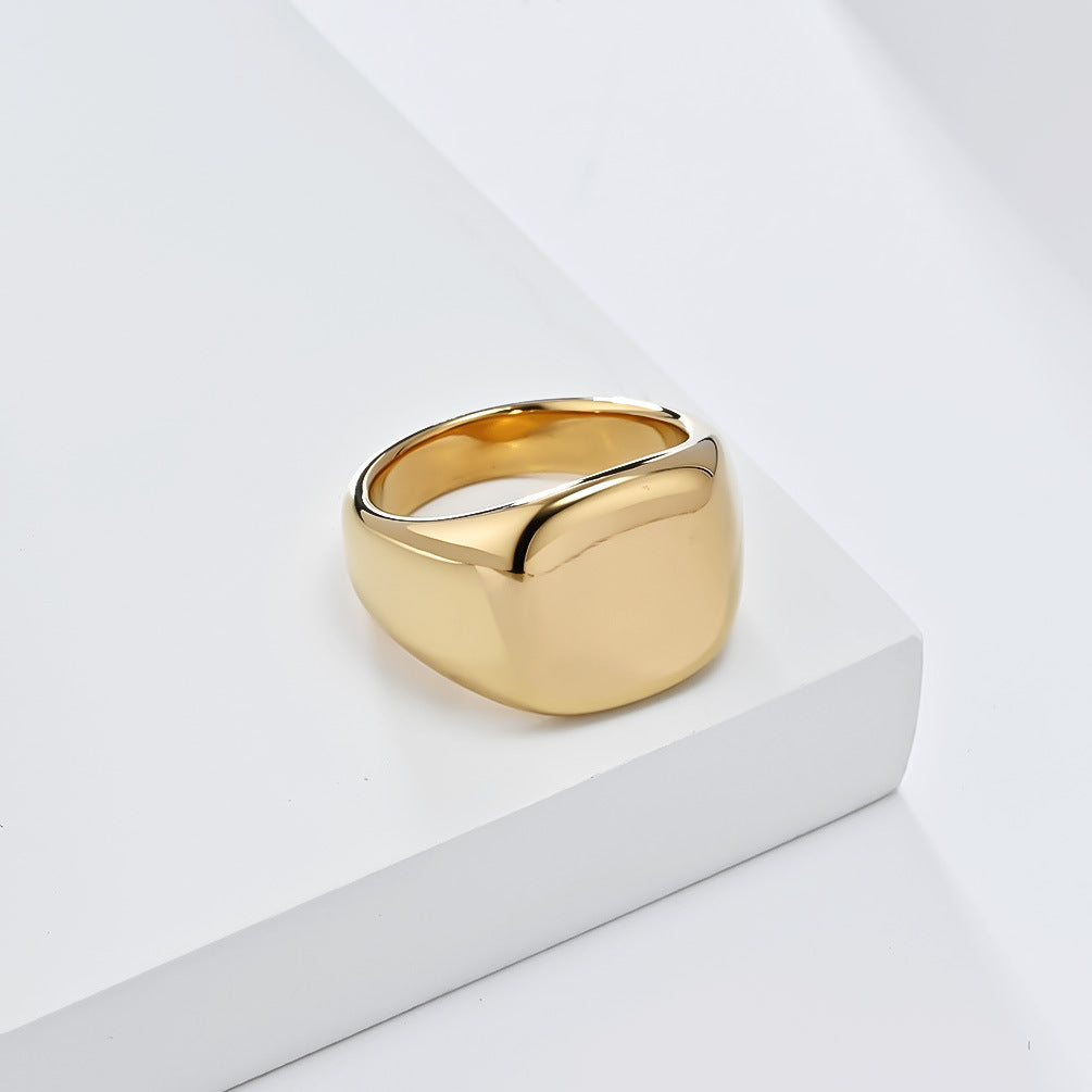 Cold Neutral Wind Mirror Curved Titanium Steel Ring for Men