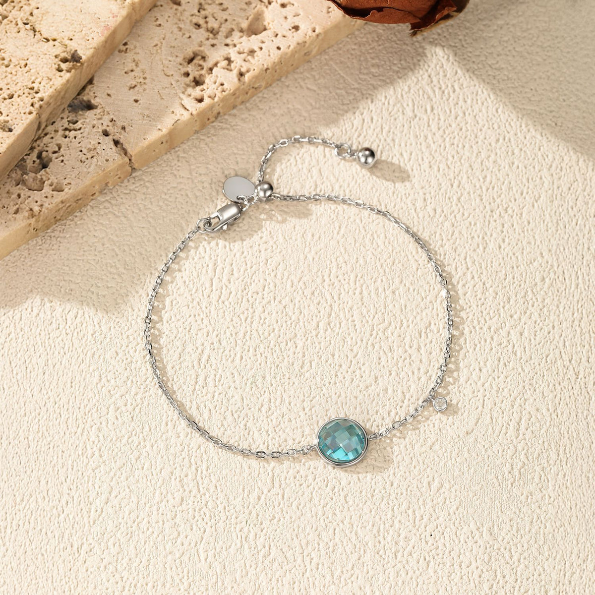 925 Sterling Silver Sea Blue Zircon Bracelet