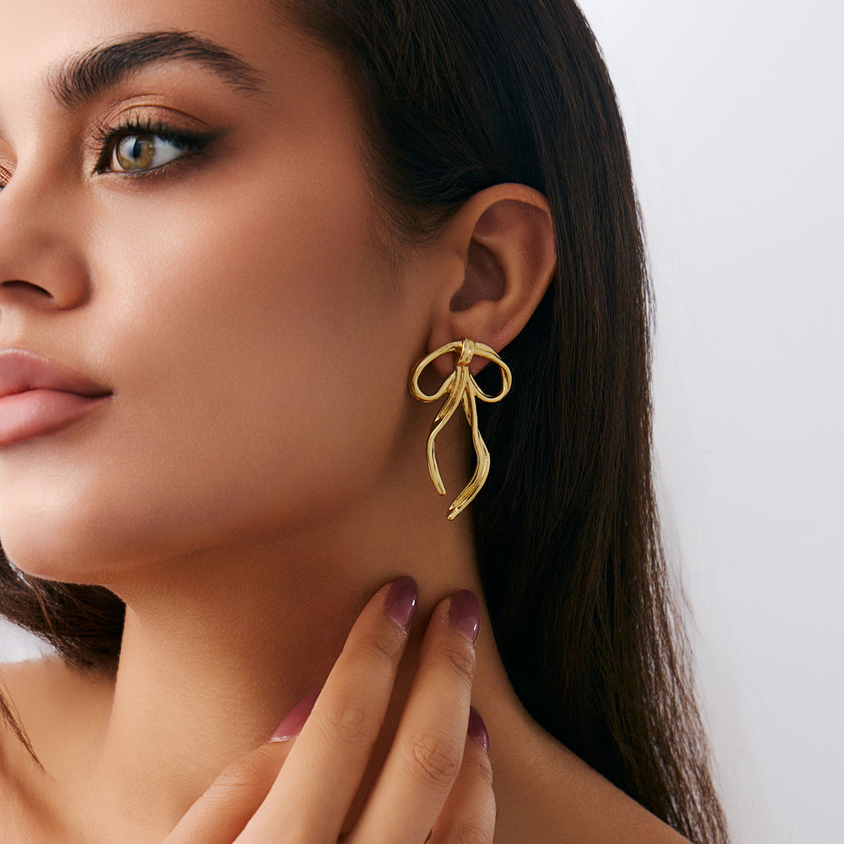 Planderful Vienna Verve Bow Stud Earrings Metal For Women Versatile Everyday Statement