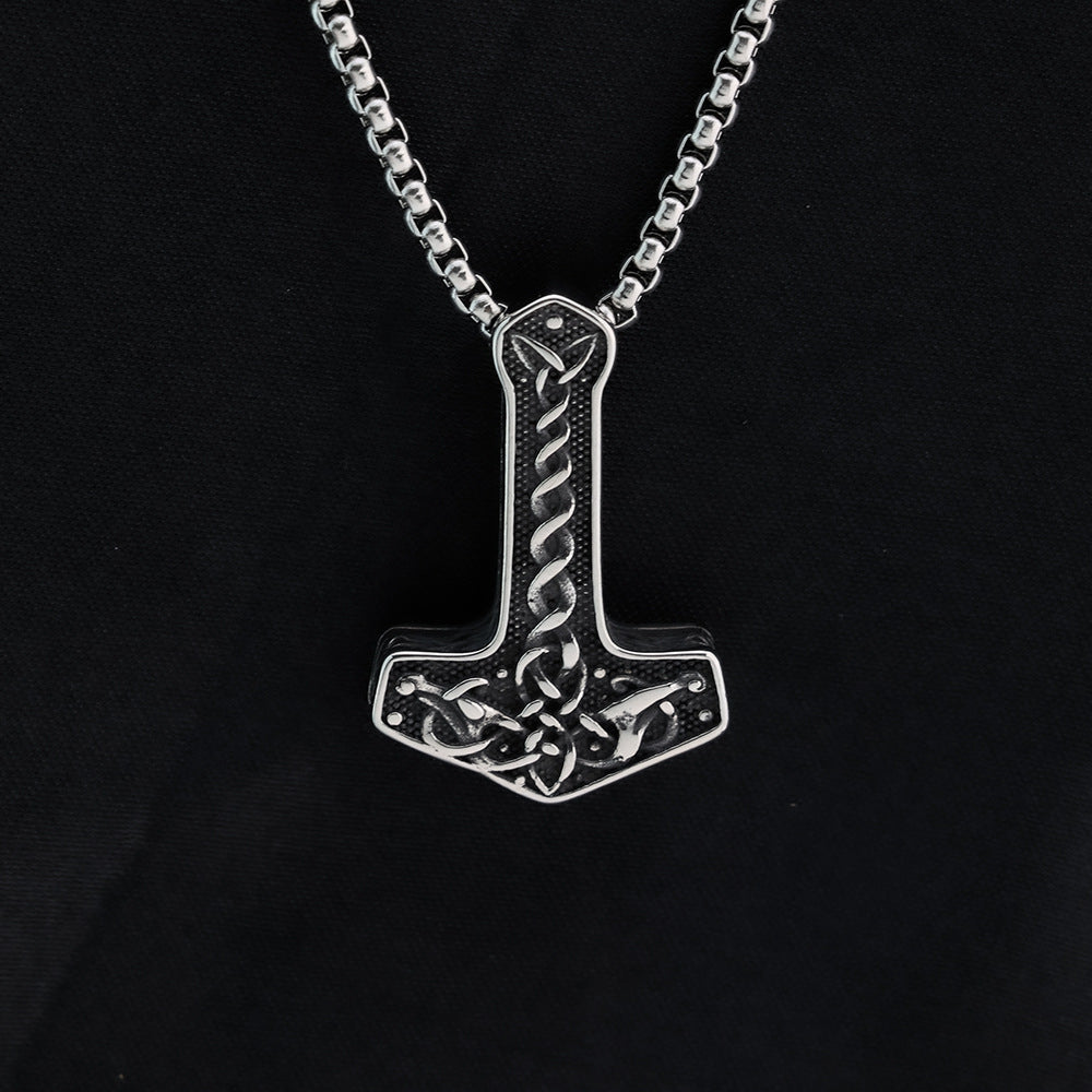 Planderful Stainless Steel Pendant For Men Vintage Viking Anchor With Double Sided Celtic Raven Knot