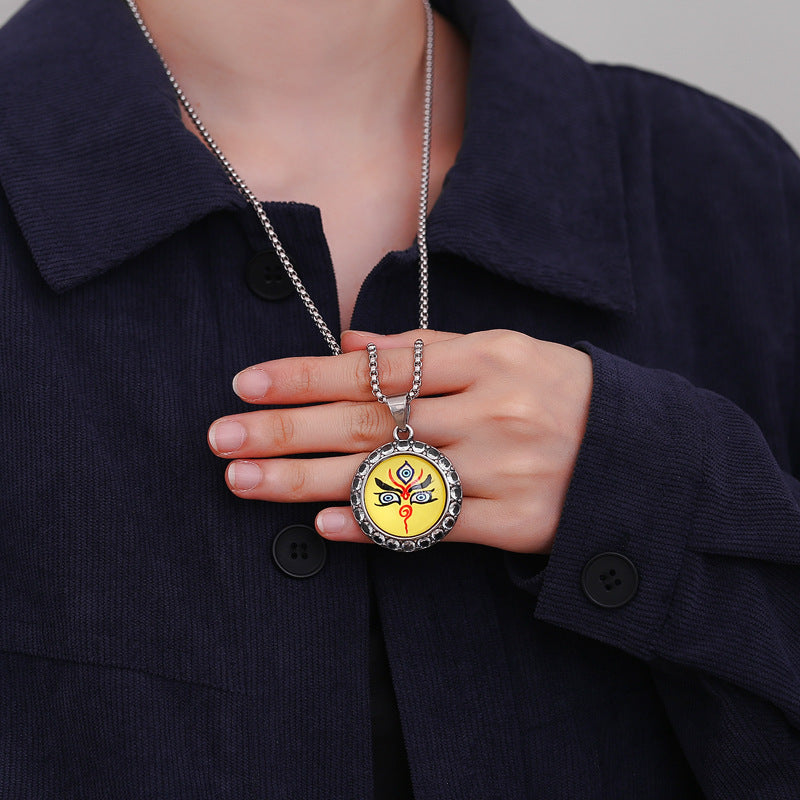 Steel Necklace – Elegant Nepalese Prajna Eye