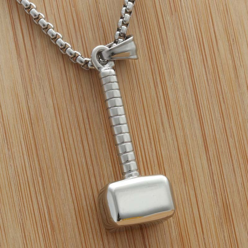 Titanium Steel Punk Hammer Pendant Necklace for Men - Retro Trendy Domineering Design