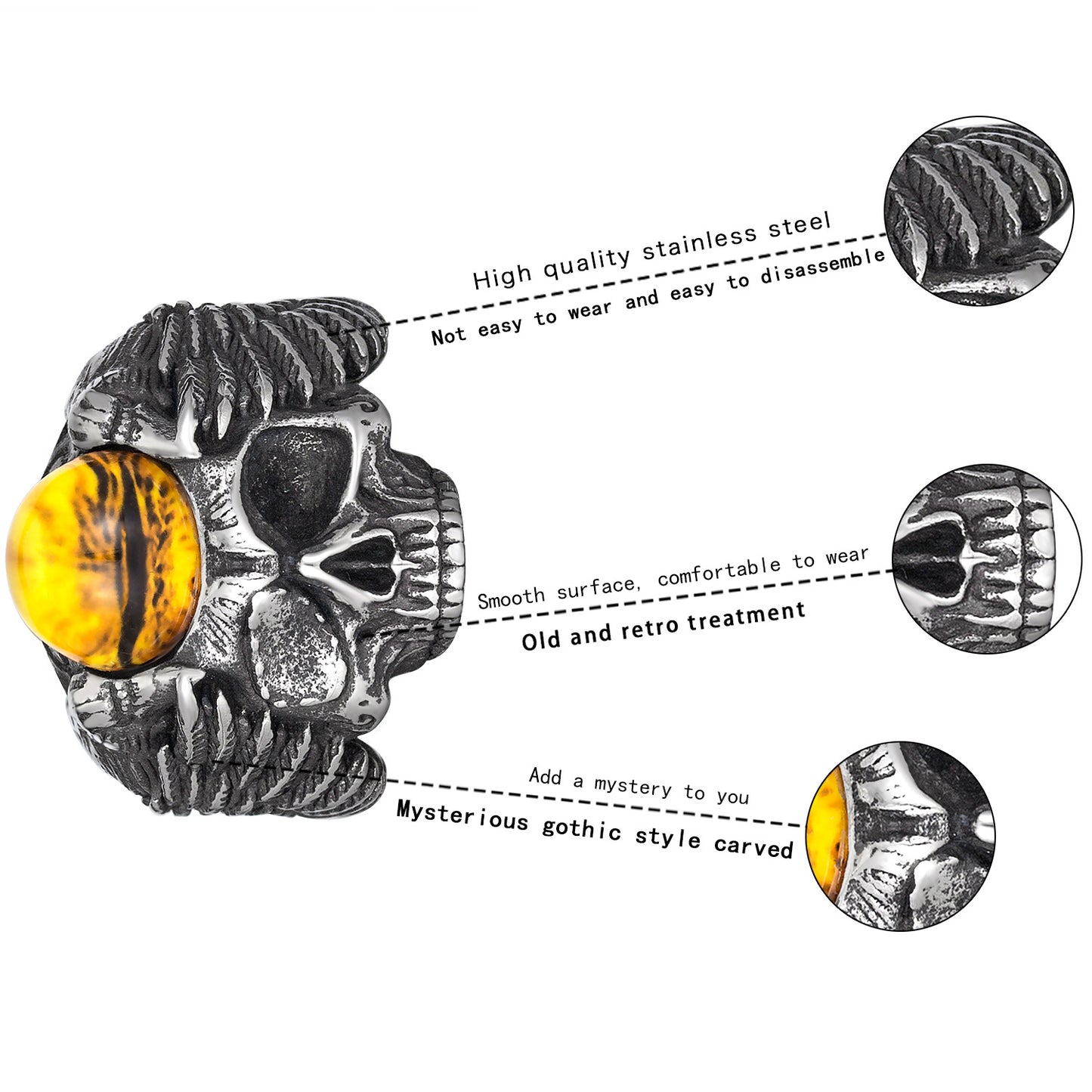 Titanium Steel Ring – Statement Skull Devil Eye Design For Men Everyday Genie Planderful