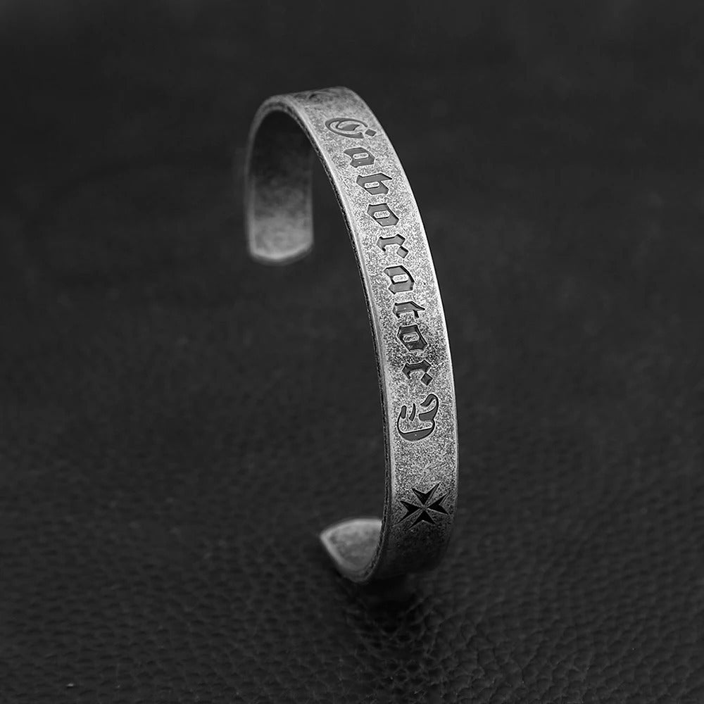 Planderful Stainless Steel Heart Meridian Open Bracelet Unisex Sanskrit Relief Viking Style