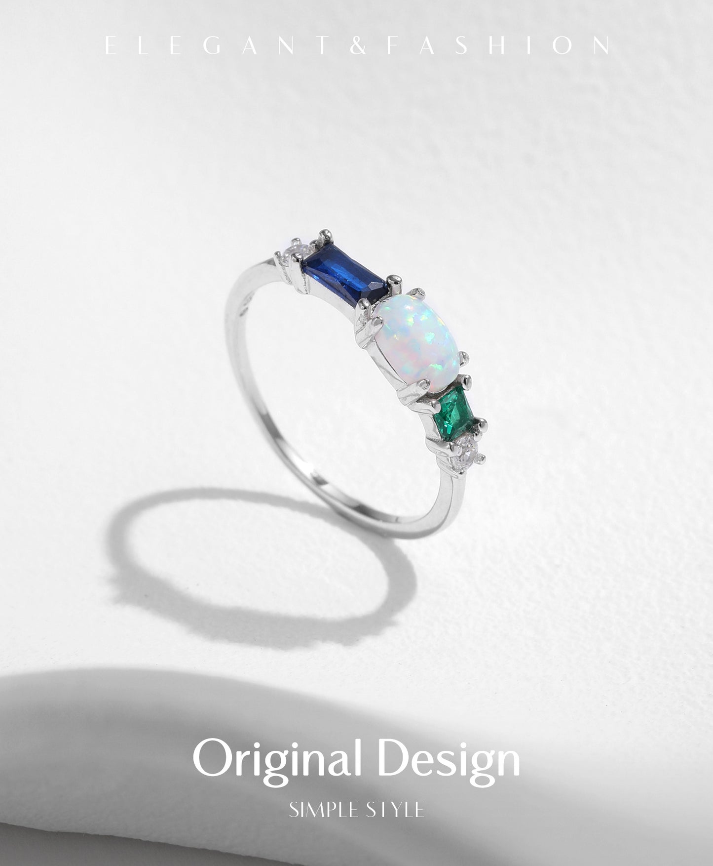 Planderful Gala Fireworks Ring – Retro Light Luxury Design with Opal and Zircon