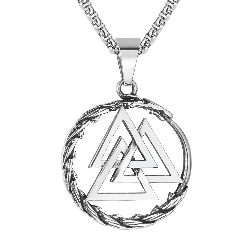 Viking Titanium Steel Pendant For Men And Unisex Retro Hollow Triangle Protection Statement By Planderful