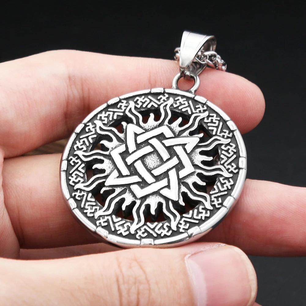 Vintage Viking Sun Stainless Steel Men's Pendant Necklace