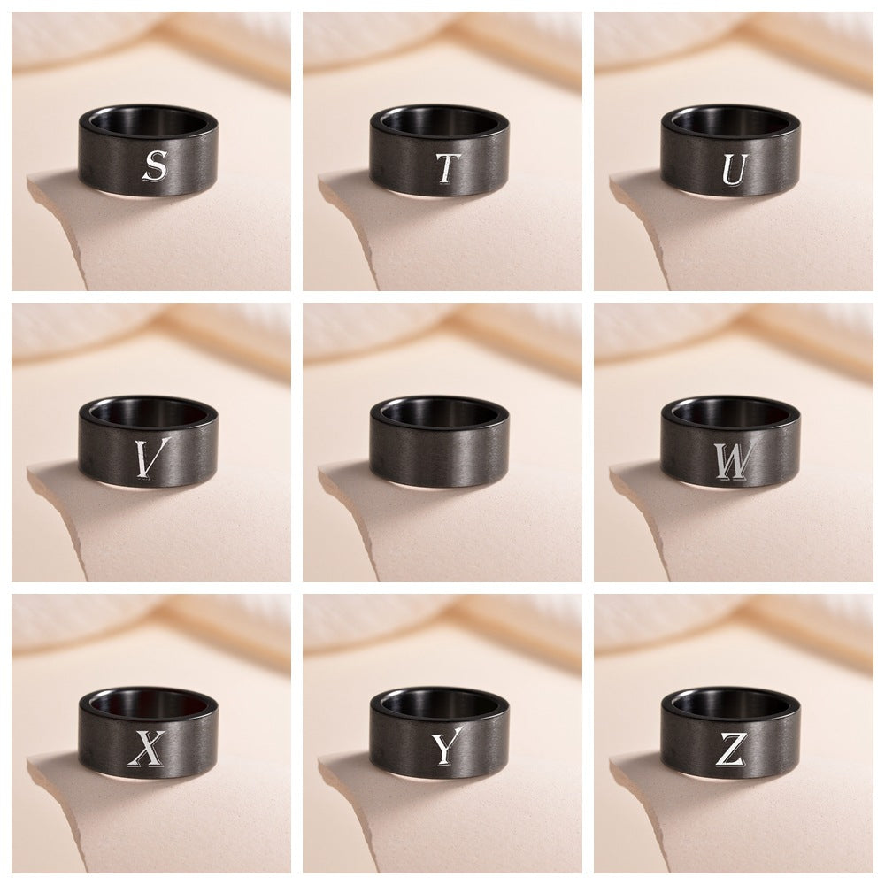 Planderful Everyday Genie Fade Resistant Stainless Steel Letter Ring For Men And Women